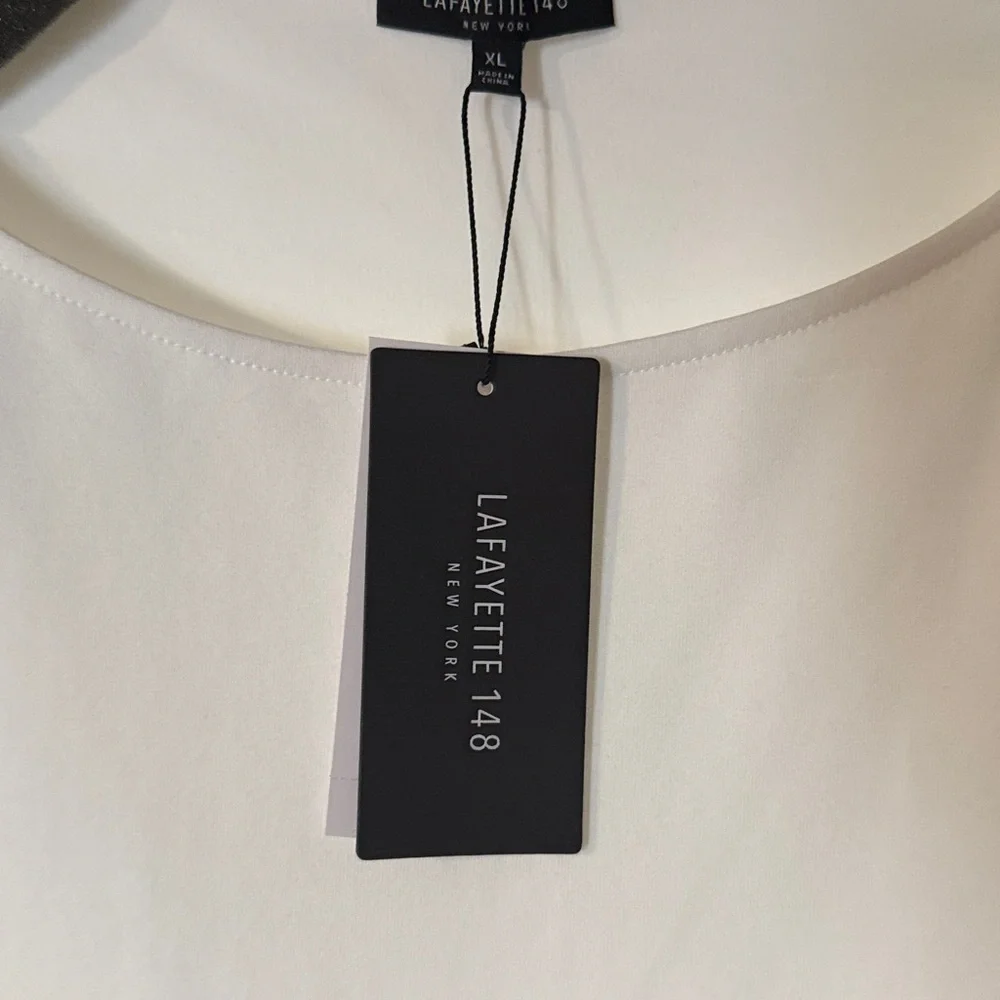 NWT -   Lafayette 148 New York White Long Sleeve Top - Picture 2 of 5